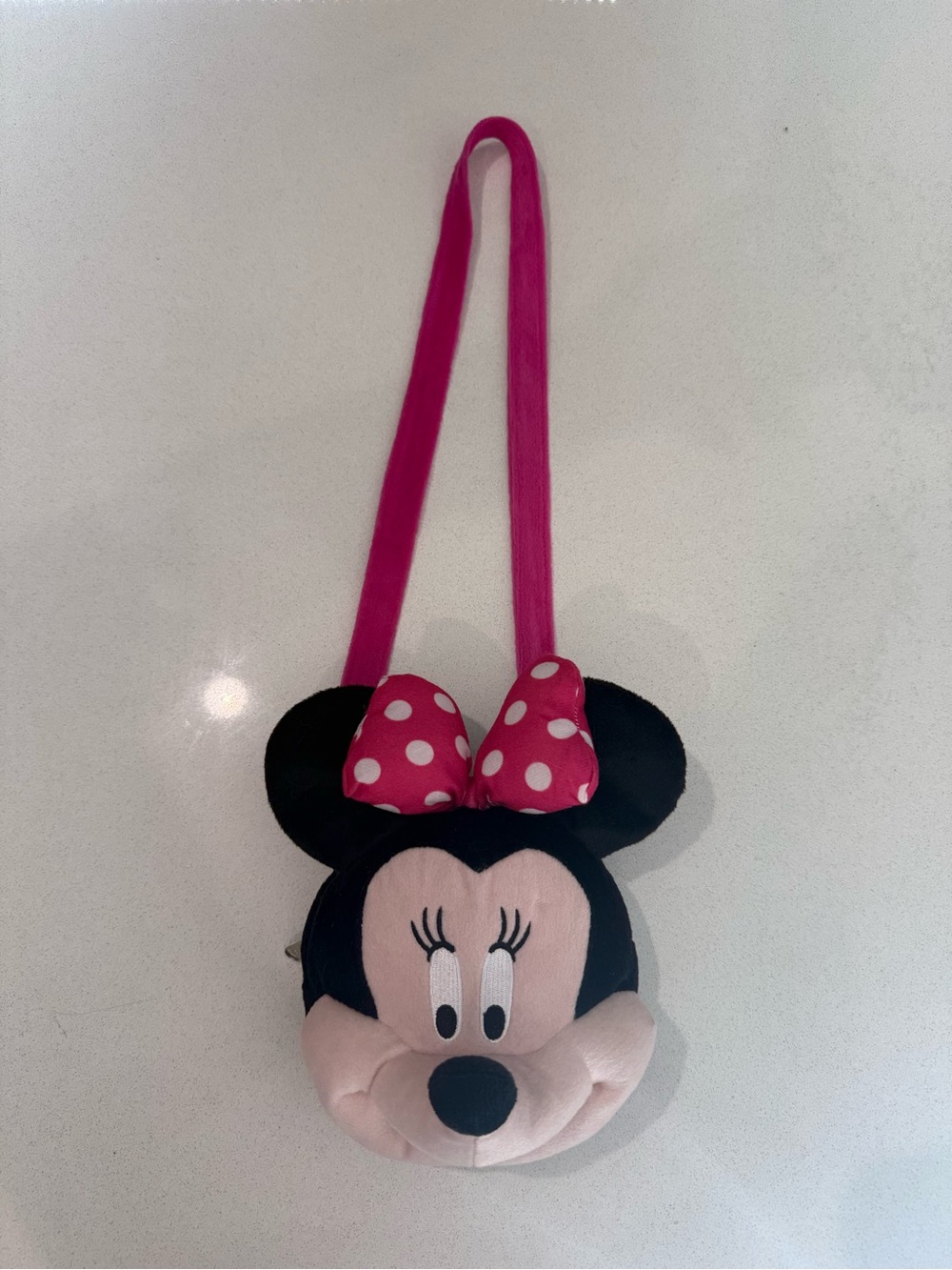Disney Minnie Mouse Plush Crossbody Bag in Pink and Black